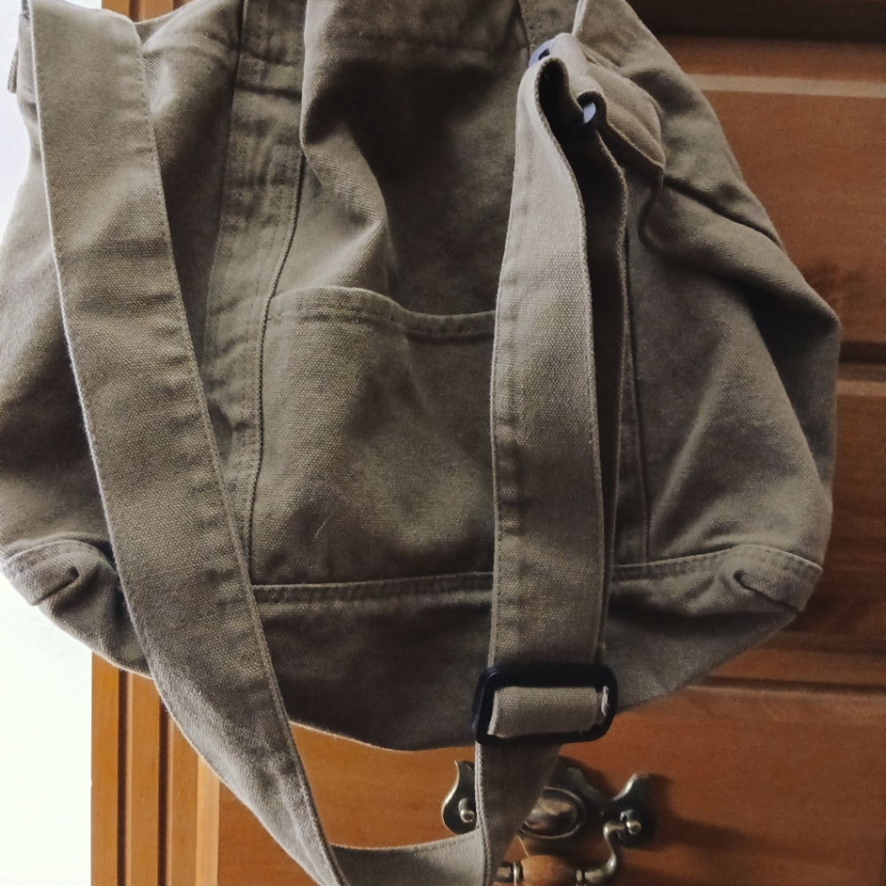 Tan Canvas Duffel Bag with Unstructured Design/Unisex